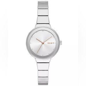 New DKNY Silver ASTORIA Watch with Rose Gold Accents